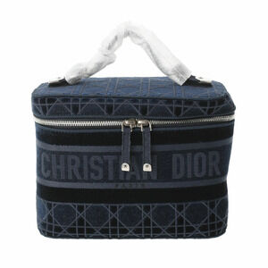 CHRISTIAN DIOR Travel Oblique Vanity Navy Blue Canvas Suede Handbag